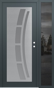 Diamond C12 48" x 80" anthracite/anthracite frosted Glass Panel stainless steel LHI with Sidelite mirrored Glass