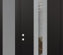 Modern Steel Front Door DIAMOND A5 52" X 96" BLACK/BLACK CLEAR GLASS PANEL STAINLESS STEEL RHI WITH SIDELITE AND TRANSOM FROSTED GLASS