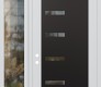 Modern Steel Front Door Diamond C8 48" x 96" white/white clear Glass Panel black RHI with Sidelite and Transom clear Glass