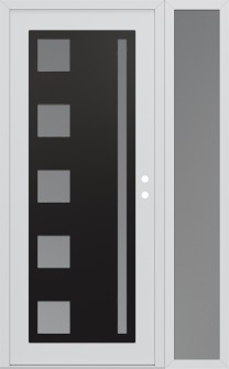 Diamond C3 52" x 80" white/white frosted Glass Panel black LHI with Sidelite frosted Glass