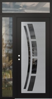 Diamond C12 52" x 96" black/black mirrored Glass Panel stainless steel RHI with Sidelite and Transom clear Glass