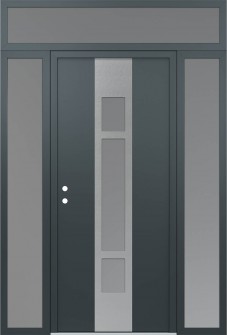 DIAMOND A9 64" X 96" ANTHRACITE/ANTHRACITE FROSTED GLASS PANEL STAINLESS STEEL RHI WITH 2 SIDELITES AND TRANSOM FROSTED GLASS