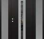 Modern Steel Front Door DIAMOND A2 64" X 80" BLACK/BLACK MIRRORED GLASS PANEL STAINLESS STEEL RHI WITH 2 SIDELITES FROSTED GLASS