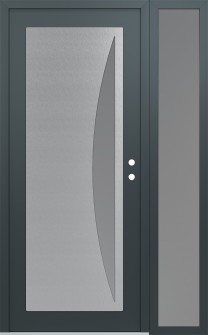 Diamond C13 52" x 80" anthracite/anthracite frosted Glass Panel stainless steel LHI with Sidelite frosted Glass
