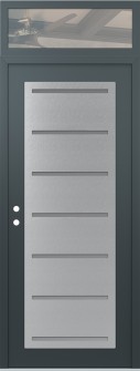 Diamond C11 36" x 96" anthracite/anthracite frosted Glass Panel stainless steel RHI with Transom clear Glass