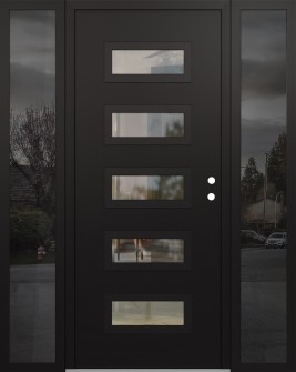 Diamond D1 68" x 80" black/black clear Glass Panel black LHI with 2 Sidelites mirrored Glass