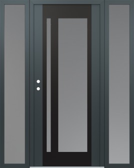 Diamond C15 64" x 80" anthracite/anthracite frosted Glass Panel black RHI with 2 Sidelites frosted Glass