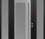 Modern Steel Front Door Diamond C15 60" x 96" black/white frosted Glass Panel stainless steel LHI with 2 Sidelites and Transom frosted Glass