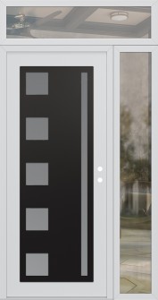 Diamond C3 48" x 96" white/white frosted Glass Panel black LHI with Sidelite and Transom clear Glass