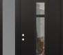 Modern Steel Front Door DIAMOND A9 52" X 96" BLACK/BLACK CLEAR GLASS PANEL BLACK RHI WITH SIDELITE AND TRANSOM FROSTED GLASS