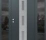 Modern Steel Front Door DIAMOND A7 64" X 80" ANTHRACITE/ANTHRACITE FROSTED GLASS PANEL STAINLESS STEEL RHI WITH 2 SIDELITES MIRRORED GLASS