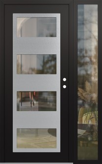 Diamond C2 48" x 80" black/black clear Glass Panel stainless steel LHI with Sidelite clear Glass