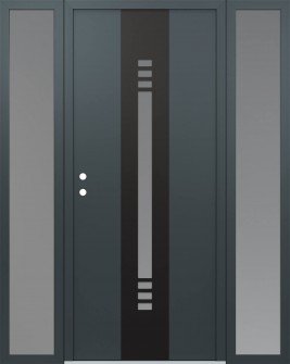 DIAMOND A5 64" X 80" ANTHRACITE/ANTHRACITE FROSTED GLASS PANEL BLACK RHI WITH 2 SIDELITES FROSTED GLASS