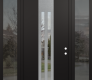 DIAMOND A8 60" X 96" BLACK/BLACK CLEAR GLASS PANEL STAINLESS STEEL RHI WITH 2 SIDELITES AND TRANSOM MIRRORED GLASS