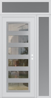 Diamond C9 52" x 96" white/white clear Glass Panel stainless steel LHI with Sidelite and Transom frosted Glass