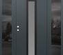 Modern Steel Front Door DIAMOND A1 68" X 80" ANTHRACITE/ANTHRACITE FROSTED GLASS PANEL BLACK RHI WITH 2 SIDELITES MIRRORED GLASS