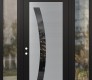 Modern Steel Front Door Diamond C4 64" x 96" black/black mirrored Glass Panel stainless steel RHI with 2 Sidelites and Transom clear Glass