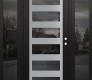Modern Steel Front Door Diamond C9 60" x 80" black/black mirrored Glass Panel stainless steel LHI with 2 Sidelites mirrored Glass