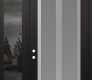 Modern Steel Front Door Diamond C14 50" x 96" black/white frosted Glass Panel stainless steel RHI with Sidelite and Transom mirrored Glass