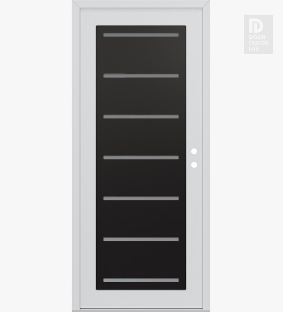 Modern Steel Front Door Diamond C11 36" x 80" white/white frosted Glass Panel black LHI