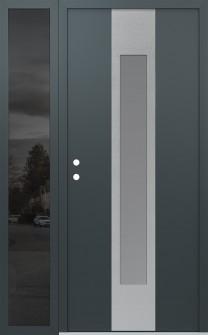 DIAMOND A1 50" X 80" ANTHRACITE/ANTHRACITE FROSTED GLASS PANEL STAINLESS STEEL RHI WITH SIDELITE MIRRORED GLASS