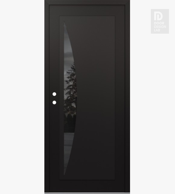 Modern Steel Front Door Diamond C13 36" x 80" black/black mirrored Glass Panel black RHI