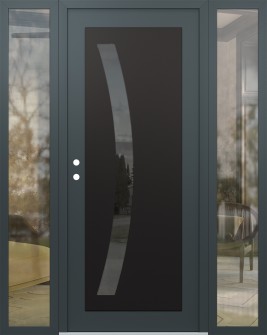 Diamond C4 64" x 80" anthracite/anthracite mirrored Glass Panel black RHI with 2 Sidelites clear Glass