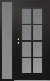 Diamond C16 50" x 80" black/white frosted Glass Panel black RHI with Sidelite frosted Glass