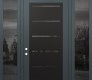 Modern Steel Front Door Diamond C11 68" x 96" anthracite/anthracite mirrored Glass Panel black RHI with 2 Sidelites and Transom mirrored Glass