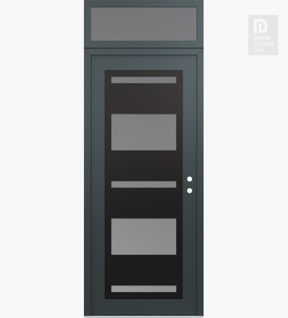 Modern Steel Front Door Diamond C10 36" x 96" anthracite/anthracite frosted Glass Panel black LHI with Transom frosted Glass