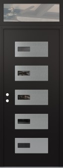 Diamond D7 36" x 96" black/black Mirrored Glass Panel stainless steel RHI with Transom clear Glass