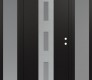 Modern Steel Front Door DIAMOND A7 64" X 80" BLACK/WHITE FROSTED GLASS PANEL STAINLESS STEEL LHI WITH 2 SIDELITES FROSTED GLASS