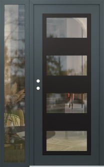 Diamond C2 52" x 80" anthracite/anthracite clear Glass Panel black RHI with Sidelite clear Glass