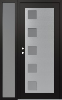 Diamond C5 50" x 80" black/white frosted Glass Panel stainless steel RHI with Sidelite frosted Glass