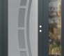 Modern Steel Front Door Diamond C12 48" x 80" anthracite/anthracite frosted Glass Panel stainless steel LHI with Sidelite clear Glass