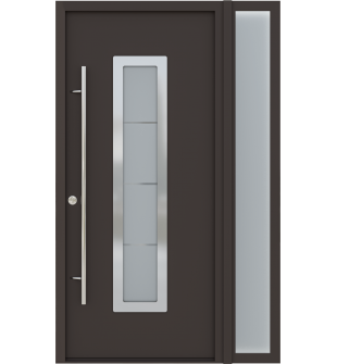 MODERN FRONT STEEL DOOR ARGOS BROWN/WHITE 49 1/4" X 81 11/16" RHI + SIDELITE RIGHT