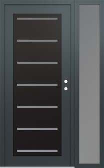 Diamond C11 48" x 80" anthracite/anthracite frosted Glass Panel black LHI with Sidelite frosted Glass