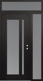 Diamond C15 48" x 96" black/white frosted Glass Panel black LHI with Sidelite and Transom frosted Glass