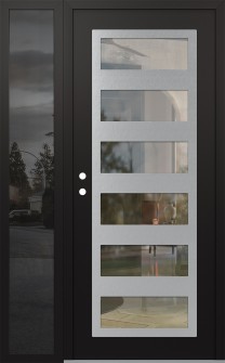 Diamond C9 50" x 80" black/black clear Glass Panel stainless steel RHI with Sidelite mirrored Glass