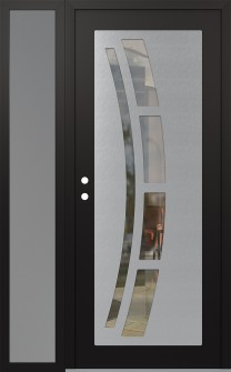 Diamond C12 52" x 80" black/black clear Glass Panel stainless steel RHI with Sidelite frosted Glass