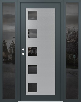 Diamond C5 64" x 80" anthracite/anthracite mirrored Glass Panel stainless steel RHI with 2 Sidelites mirrored Glass