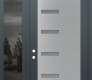 Modern Steel Front Door Diamond C8 52" x 96" anthracite/anthracite frosted Glass Panel stainless steel RHI with Sidelite and Transom mirrored Glass