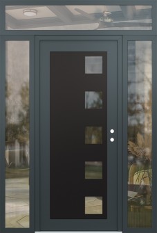 Diamond C5 60" x 96" anthracite/anthracite clear Glass Panel black LHI with 2 Sidelites and Transom clear Glass