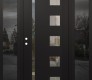 Modern Steel Front Door Diamond C3 64" x 80" black/black clear Glass Panel black RHI with 2 Sidelites mirrored Glass