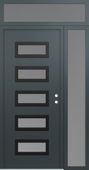 Diamond D1 48" x 96" anthracite/anthracite frosted Glass Panel black LHI with Sidelite and Transom frosted Glass