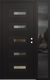 Diamond D6 52" x 80" black/black clear Glass Panel black LHI with Sidelite mirrored Glass