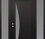 Modern Steel Front Door Diamond C13 68" x 96" black/white frosted Glass Panel black RHI with 2 Sidelites and Transom frosted Glass
