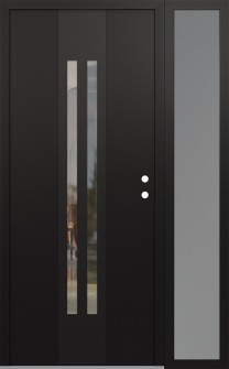 DIAMOND A8 52" X 80" BLACK/BLACK CLEAR GLASS PANEL BLACK LHI WITH SIDELITE FROSTED GLASS