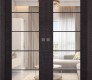 Avanti 5 Lite Clear Vetro Black Apricot Modern Interior Double Pocket Doors by Belldinni