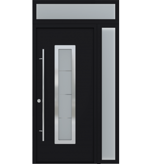 MODERN FRONT STEEL DOOR ARGOS BLACK/WHITE 49 1/4" X 95 11/16" RHI + SIDELITE RIGHT/TRANSOM